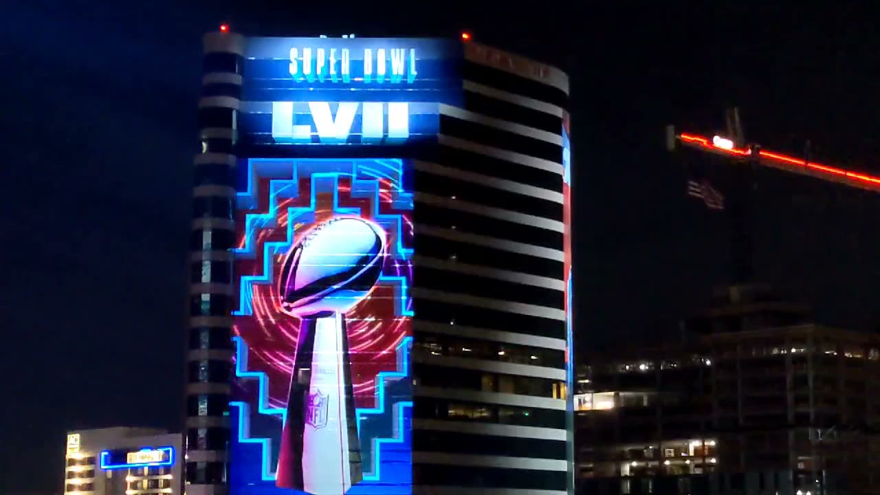 Super Bowl LVII: Animation content for a building-scale Vince Lombardi Trophy installation on One Arizona Center during Super Bowl LVII, produced for Omnispace360.